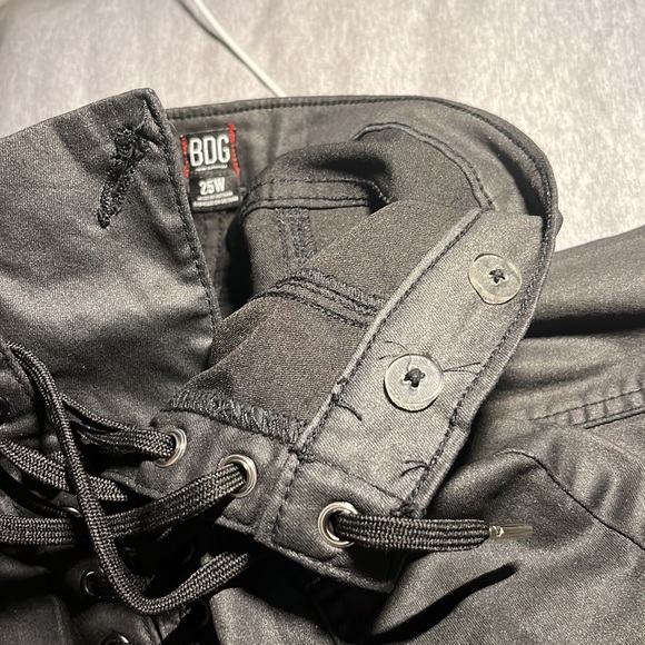 XS Black Urban Outfitters pants. Leather/Jean material BRAND NEW 😍 🚫🚬 or 🐶 - Picture 5 of 5